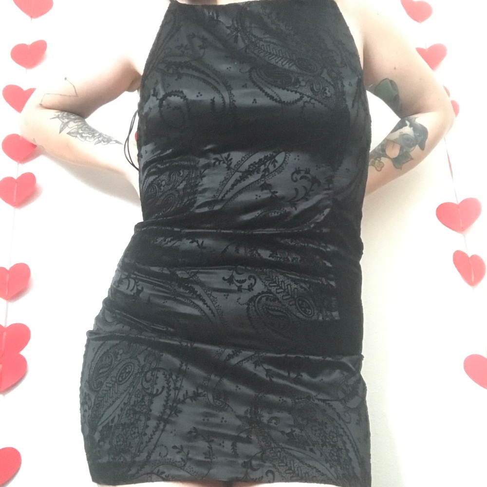 Vintage Velvet Paisley Little Black Dress